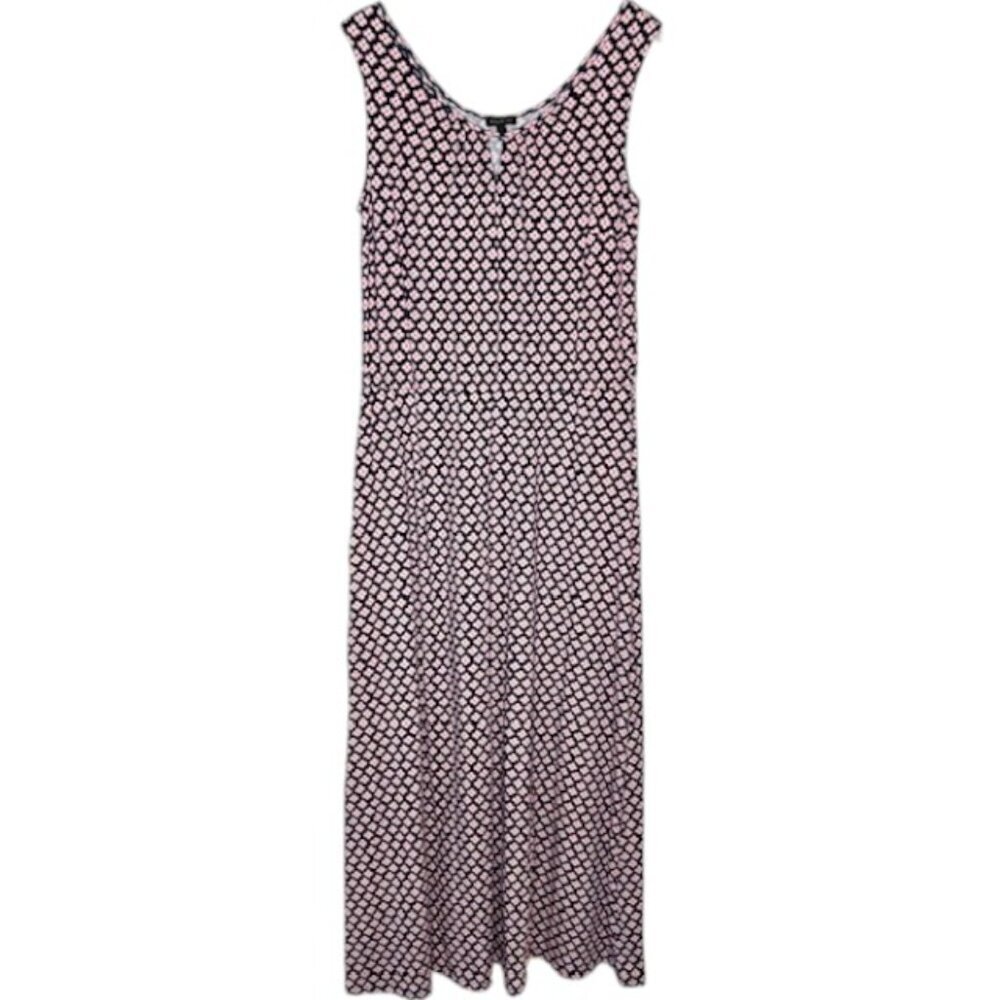 Talbots Floral Cotton/Modal Sleeveless Maxi Dress - Navy/Pink/White - M